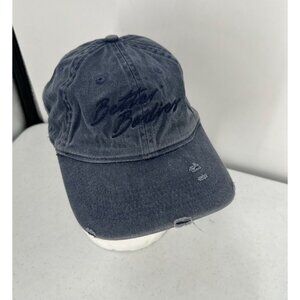 Better Bodies Fitness Hat L/XL Washed Navy Grunge Distressed Script Logo